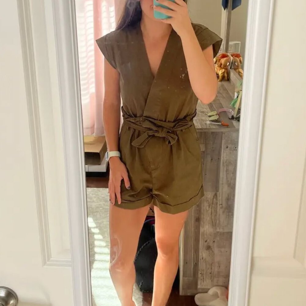 Marissa Webb Collective Olive Canvas Romper, Sz. 10, EUC